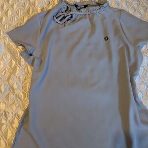 Chase Lands' End Gray Ruffle Neck Blouse